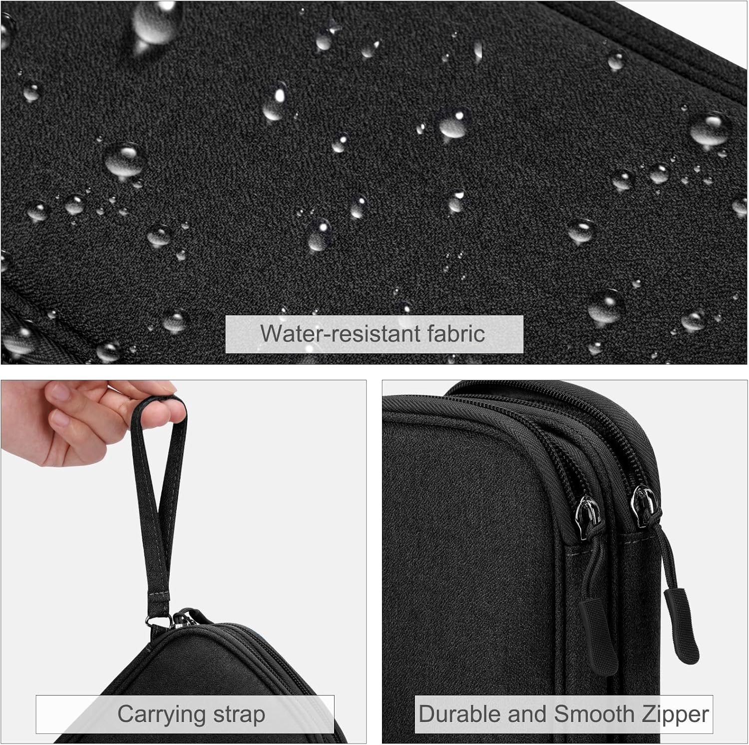 FYY Electronic Organizer, Travel Cable Organizer Bag Pouch Electronic Accessories Carry Case Portable Waterproof Double Layers Storage Bag for Cable, Cord, Charger, Phone, Earphone, Medium, Black - Image 4